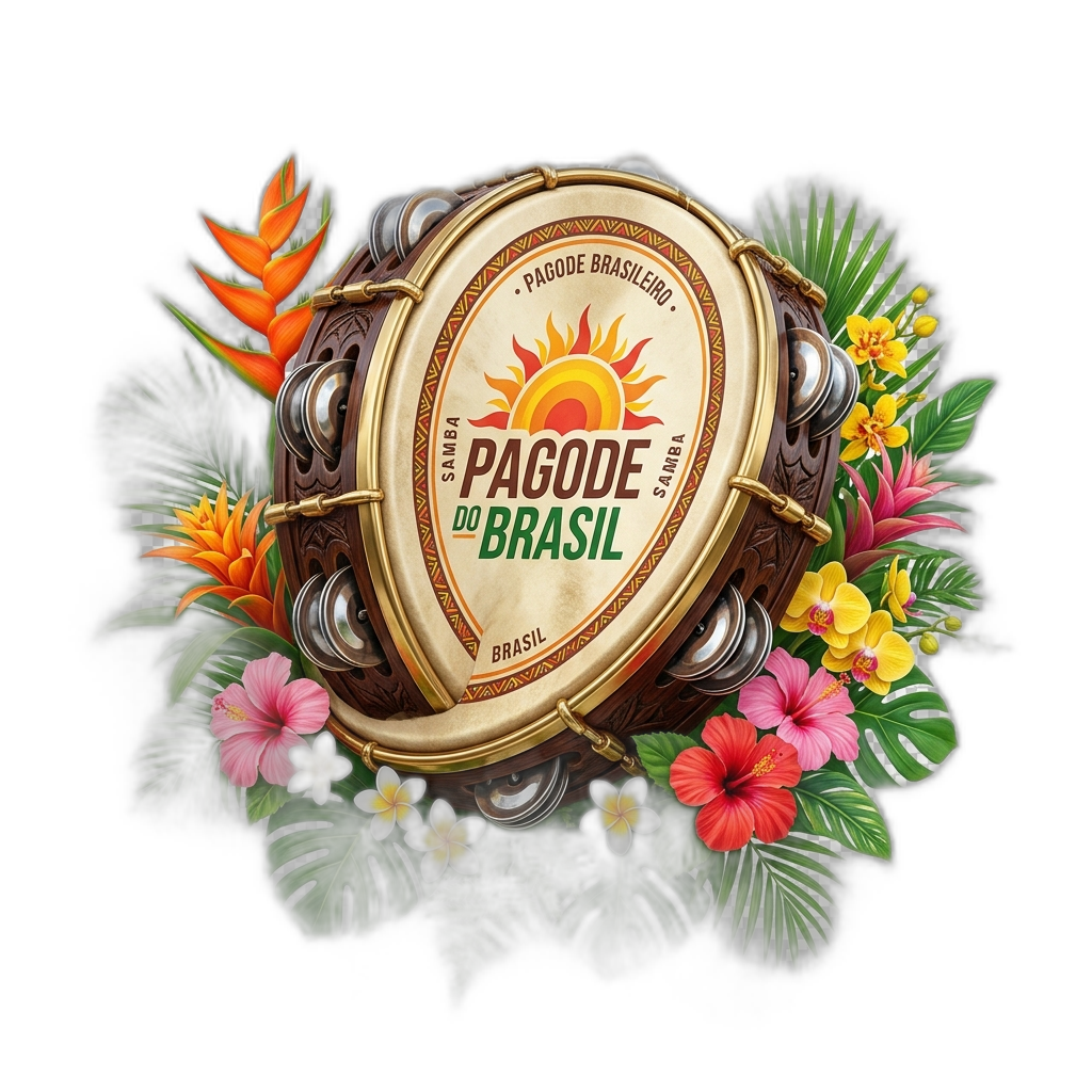 Pandeiro e flores tropicais